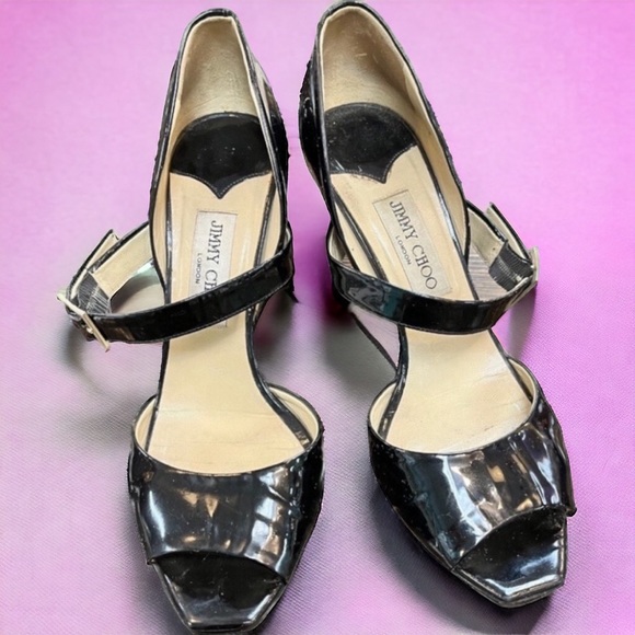 Jimmy Choo Mary Jane Peek Toe Heels - Size 39 - Picture 1 of 9